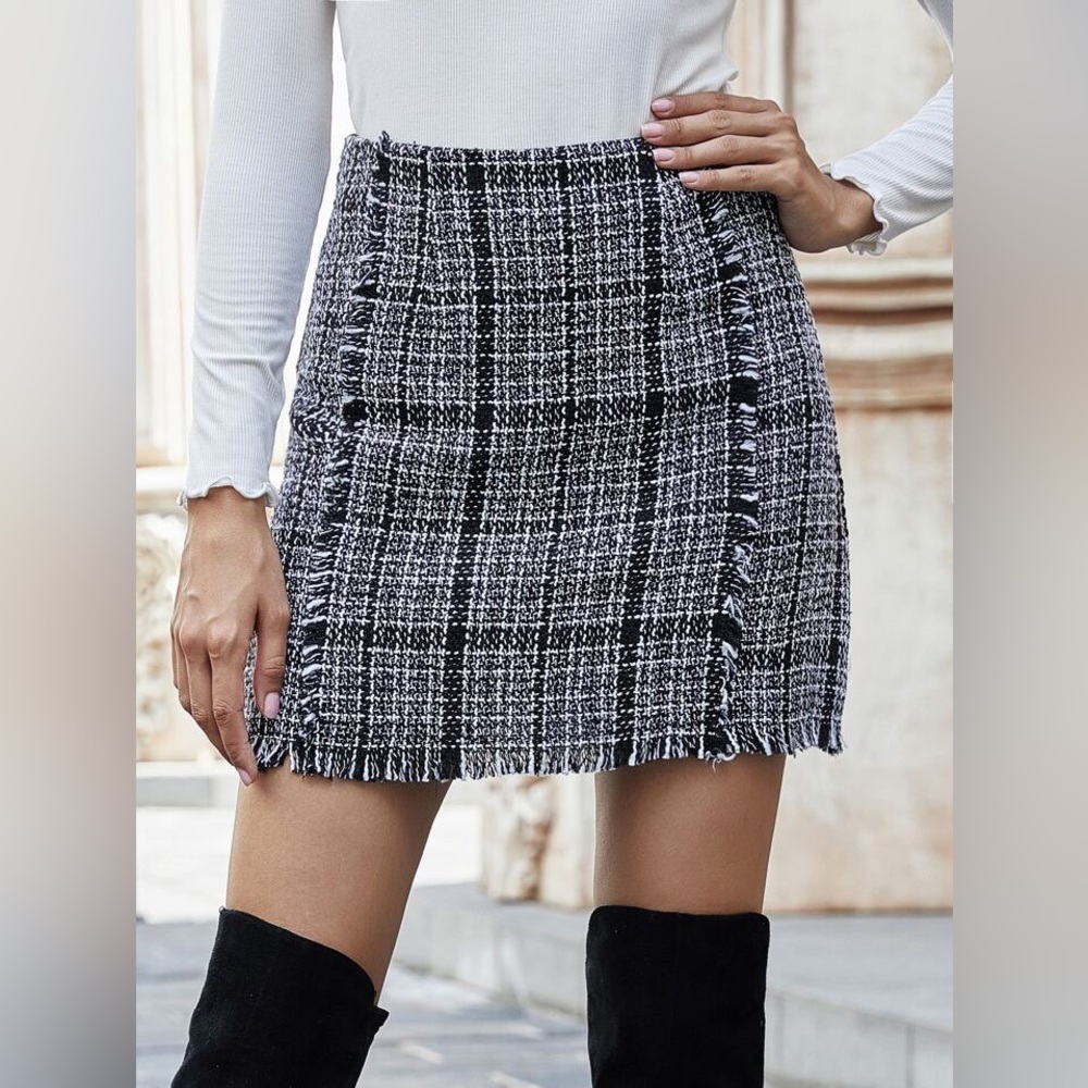 Plaid Tweed Skirt